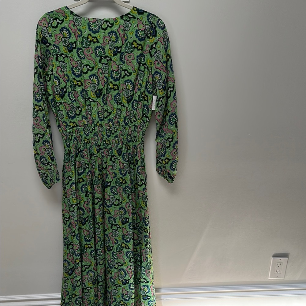 RHODE Green Midi Dress with Bishop Sleeves size Small